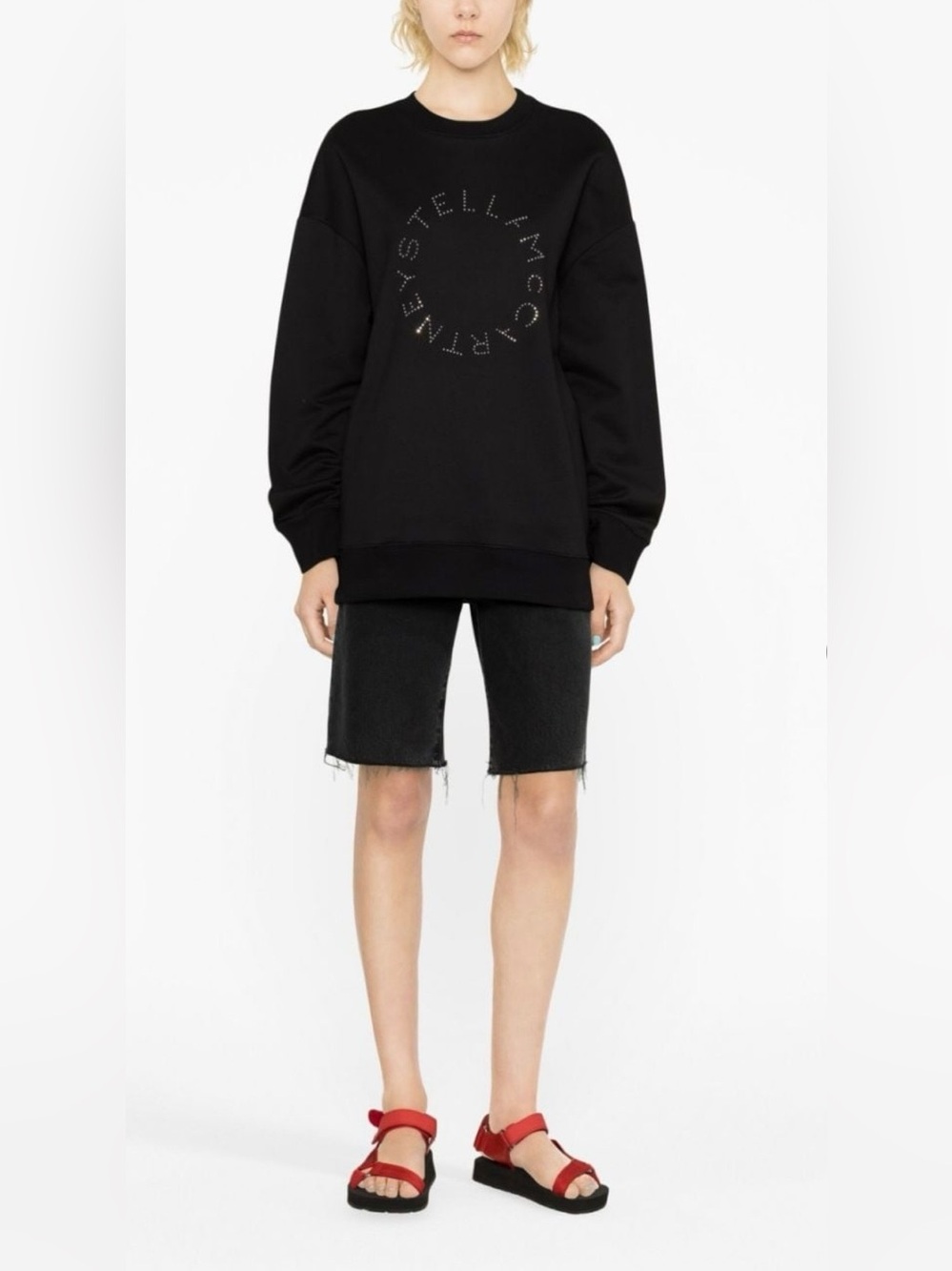 STELLA MCCARTNEY RHINESTONE - EMBELLISHED LOGO SWEATSHIRT